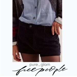 Free People We The Free NWT Gallivanting low-rise mini skort in black corduroy.